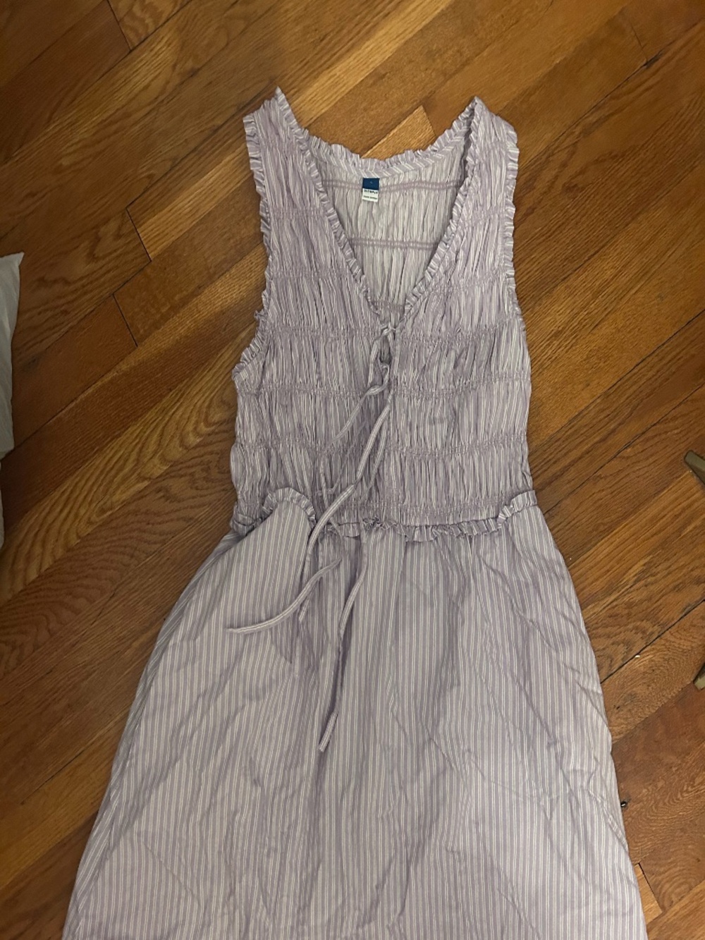 Old Navy Lavender Striped Smocked Sleeveless Dress Size L